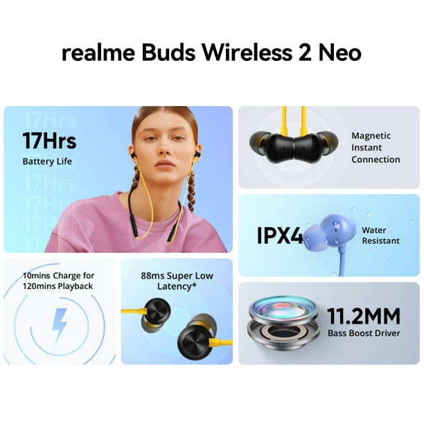 Auriculares Realme Buds Wireless 2 Neo Bluetooth 5.0 OKEPOO