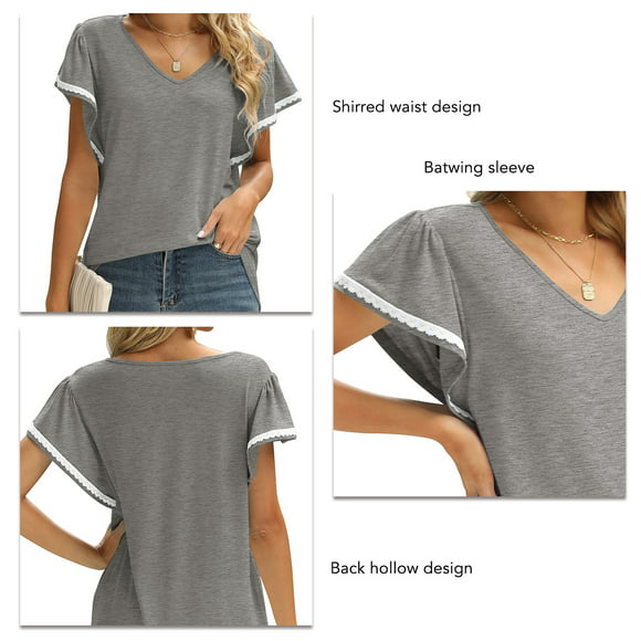 ruffle sleeve shirt skin friendly ruffle cap sleeve top pure color all match loose for female for s anggrek ah2932