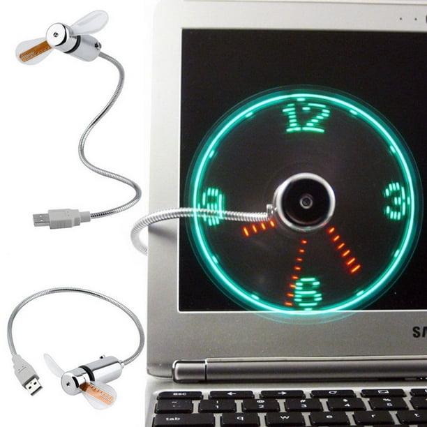 Mini USB Ventilador Gadgets Reloj LED flexible Enfriador Ordenador portátil  Pantalla de tiempo del p Inevent DZ3146-00B