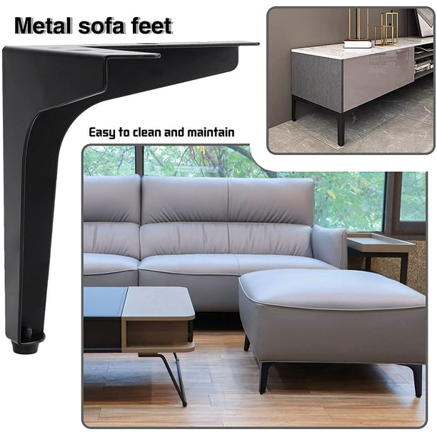 Juego de 4 patas para muebles de 6 pulgadas, patas ajustables de aleación  de aluminio, patas redondas de metal para sofá, patas ajustables para