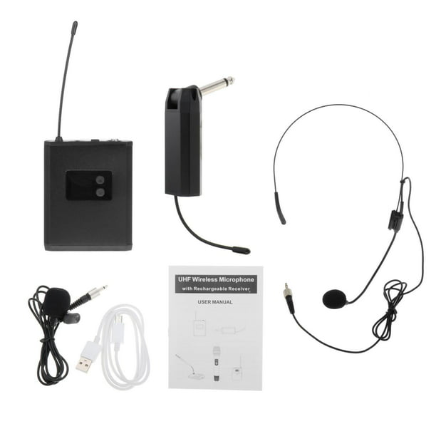 Sistema De 2 Micrófonos Inalámbricos Vhf De Solapa Y Diadema Steren Color  Negro
