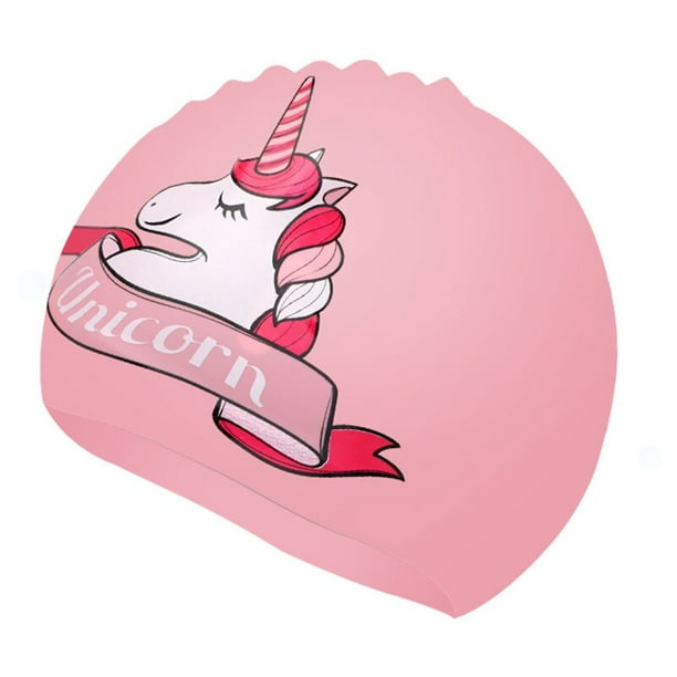 Gorro de baño para niños Gorro de piscina de unicornio rosa Gorro