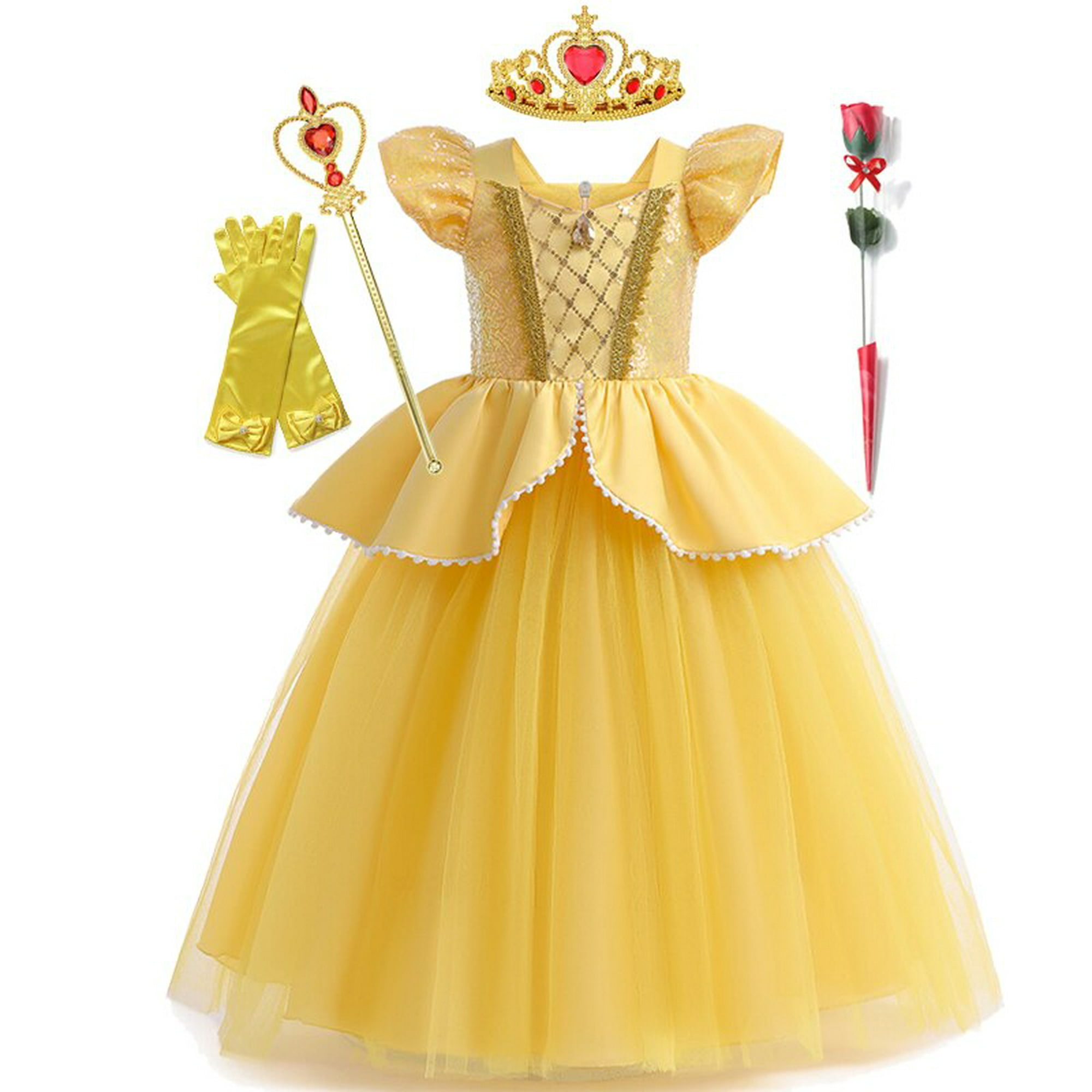Guantes de princesa amarillos infantil - Envío 24h