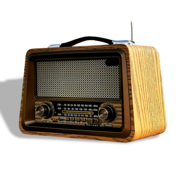 Vintage Radio portátil Anticuado Clásico Sonido de sobremesa Full Wave  Compatible con Bluetooth Altavoz Reproductor de MP3 para sala de casa  Enchufe de EE. UU. Monstrate EL005134-02B