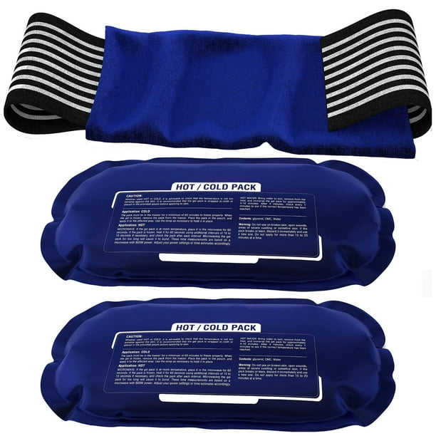 3 bolsas de hielo reutilizables para lesiones con envoltura ajustable,  bolsa de hielo para terapia de frío y calor y alivio del dolor para  lesiones de