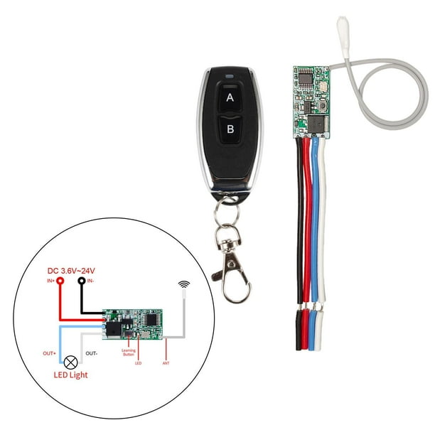 Paquete de 2 interruptores inalámbricos de 433 Mhz, de , CC 12 V, 1 canal,  1 canal inalámbrico