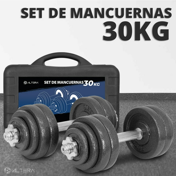 Kit De Mancuernas Pesas Con Barra Discos Ejercicio Gym 30kg