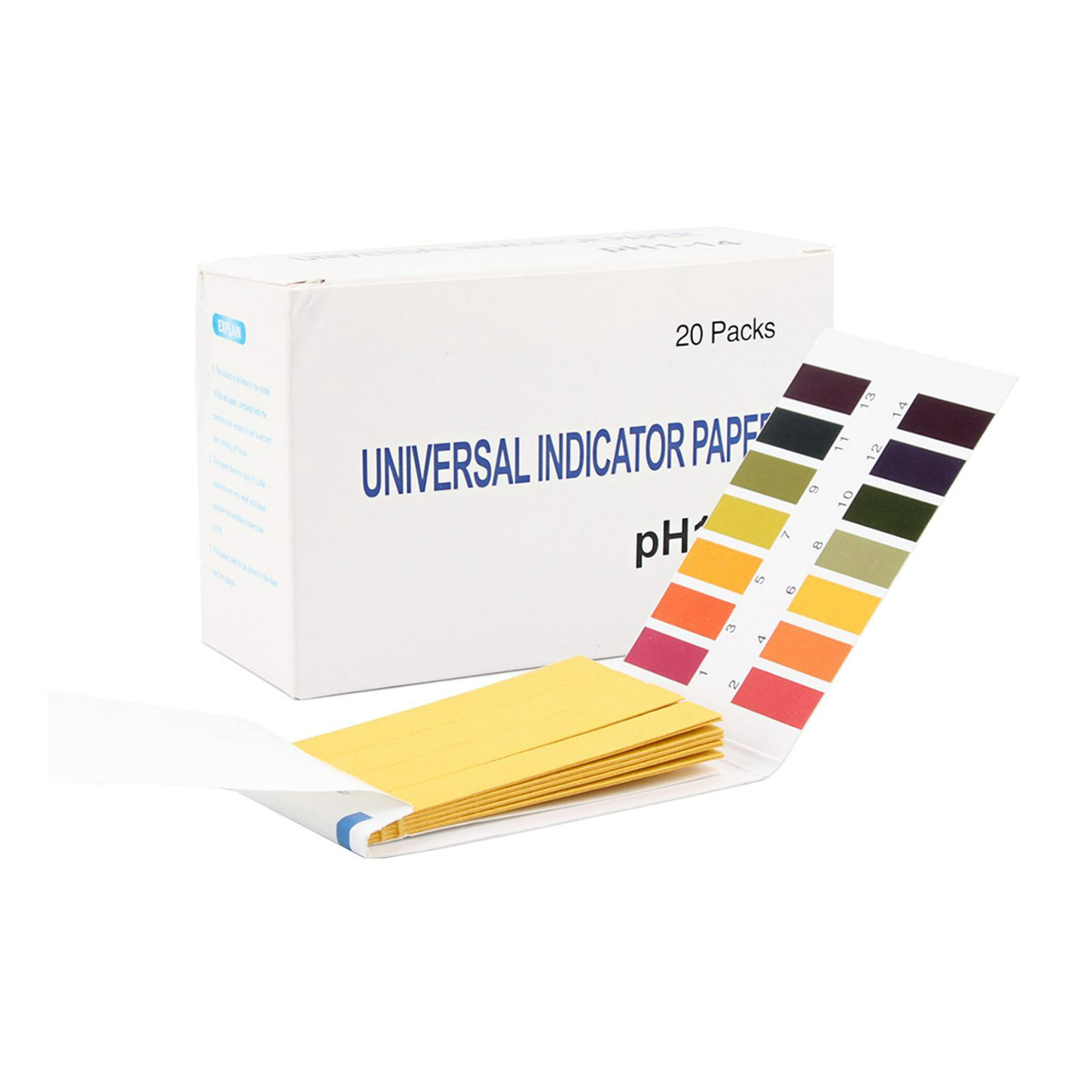 Paquete de 20 tiras de prueba de pH. 1600 tiras de papel de prueba  universal de pH 1-14, para enseñanza, experimentos químicos, saliva, orina,  agua y