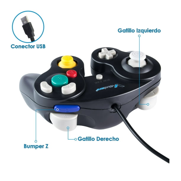 Control Alambrico USB para PC - Tipo GameCube Marca Virtual Zone -  Compatible con Dolphin - Rojo Virtual Zone Gamepad Alámbrico para PC
