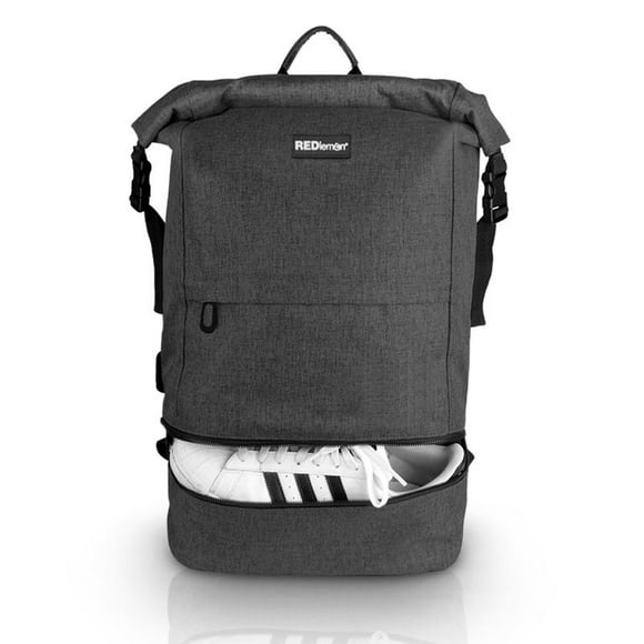 mochila backpack roll top antirrobo impermeable para laptop de 15 y tablet redlemon ideal para campamentos gris oscuro