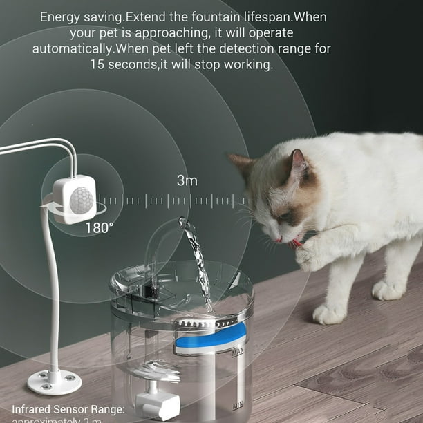 Fuente para gatos con sensor de movimiento, silenciosa Gris