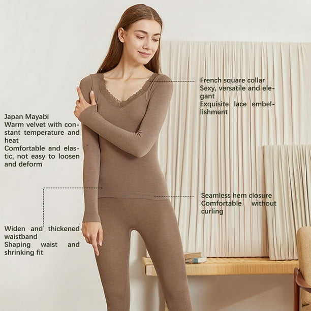 Guardurnaity Ropa térmica de fibra acrílica para mujer, ropa interior de  invierno de manga larga con Guardurnaity AP013761-01
