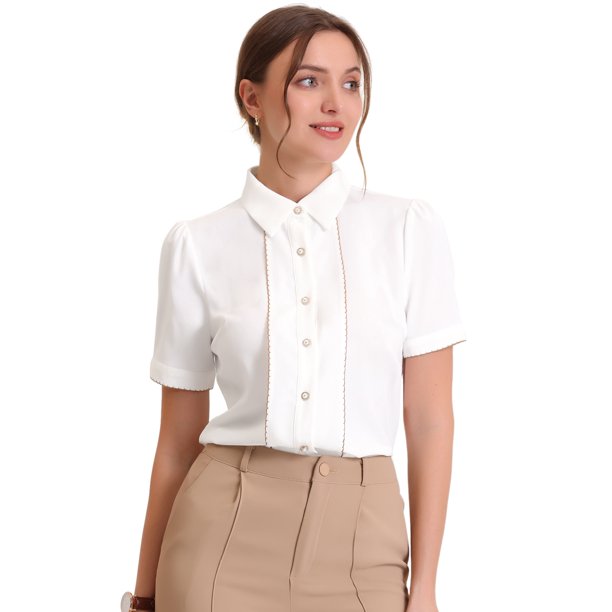 Blusa blanca entallada de mujer Artel manga corta