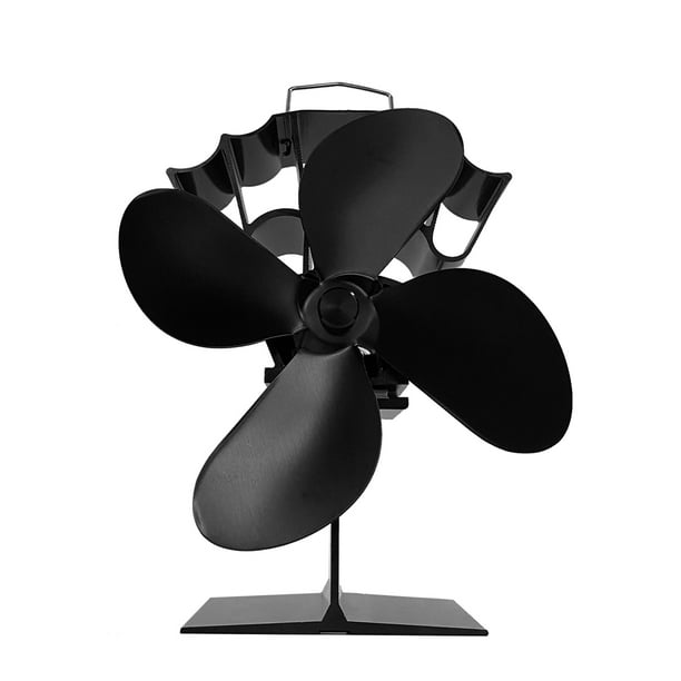 MAVIS LAVEN Ventilador de estufa de mayor volumen de aire negro de bajo  ruido 6 aspas chimenea ventilador de calor para el hogar (negro S)