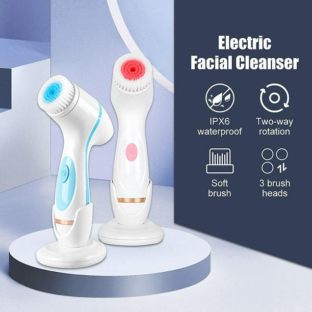 Cepillo de limpieza facial, 3 en 1 eléctrico de silicona para la