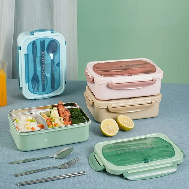 Loncheras Bento de plástico para niños – Contenedores de almuerzo para  niños grandes para la escuela, lonchera portátil de silicona para niños