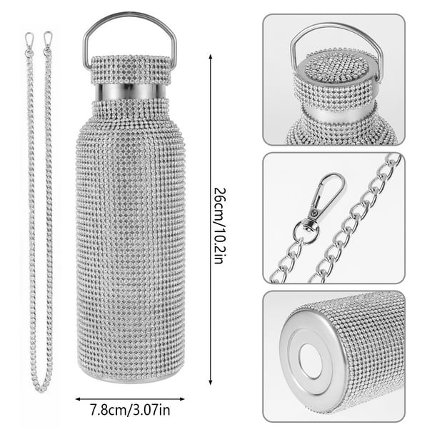 Bling Diamond - Botella térmica con purpurina, botella de agua de acero  inoxidable, botella térmica recargable con cadena para mujer