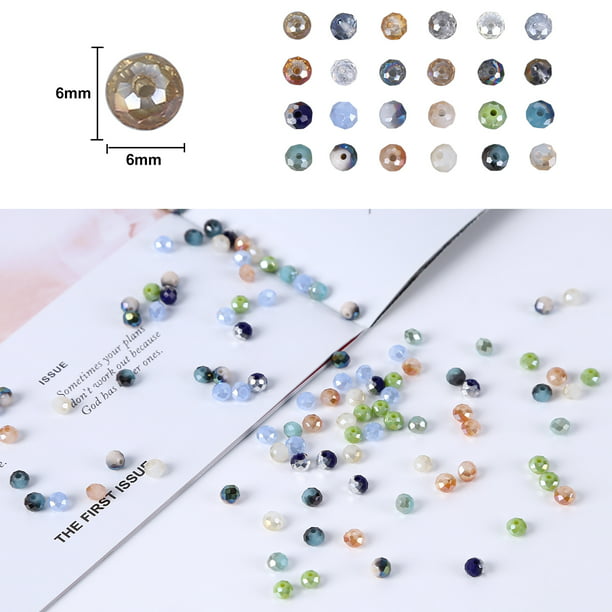 Cuentas De Vidrio 1200 cuentas de cristal de 0.236 in, 24 colores