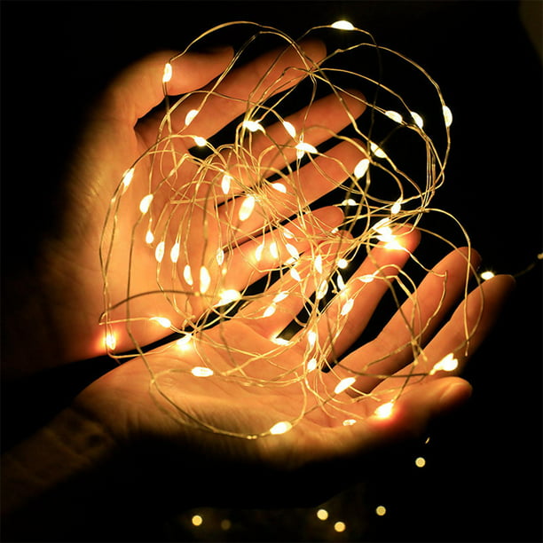 Luces de hadas con pilas, luces LED de cadena estrellada, alambre