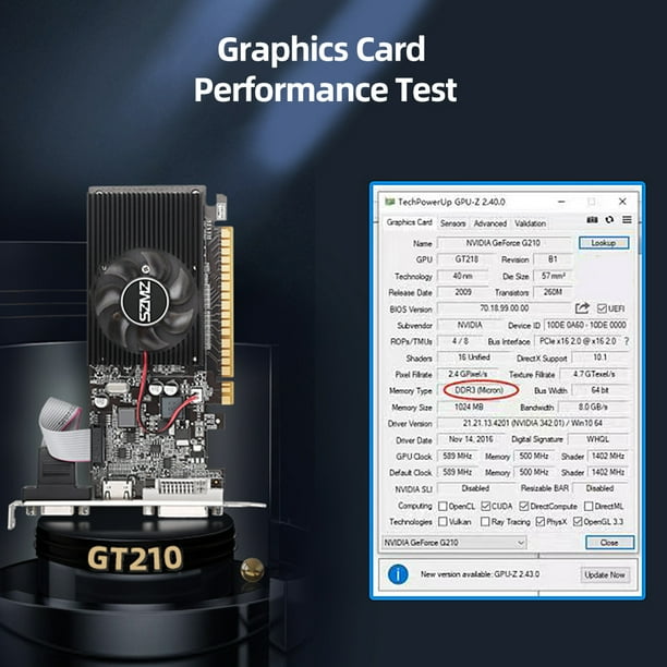 Tarjeta Grafica Tarjeta gr fica para juegos GT210 1G Tarjeta gr fica de perfil bajo DDR3 de 64 bits para juegos de PC Likrtyny Para estrenar