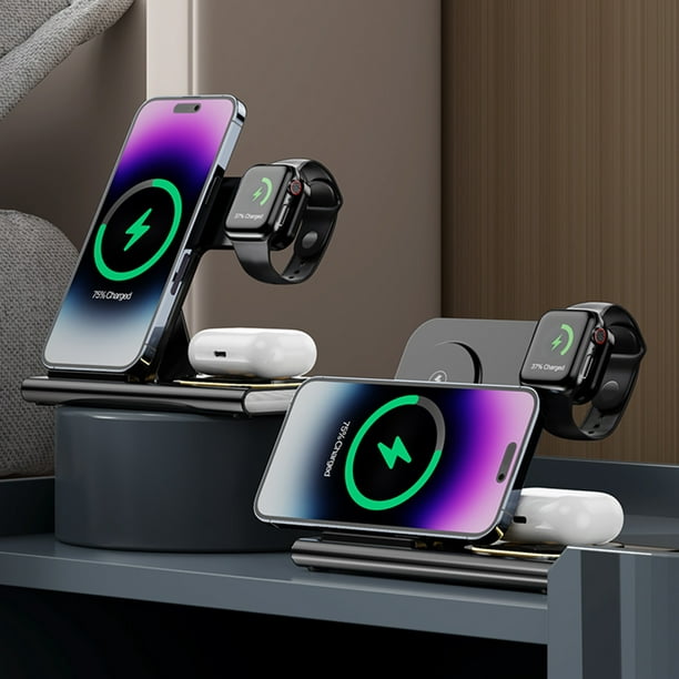 Cargador Inalámbrico 3 En 1 Para iPhone/Apple Watch/ AirPods - Electrolandia