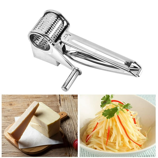 Rallador rotativo de queso, cortador multifuncional de manivela de verduras  con 5 cuchillas de acero inoxidable para queso, verduras, nuez, chocolate