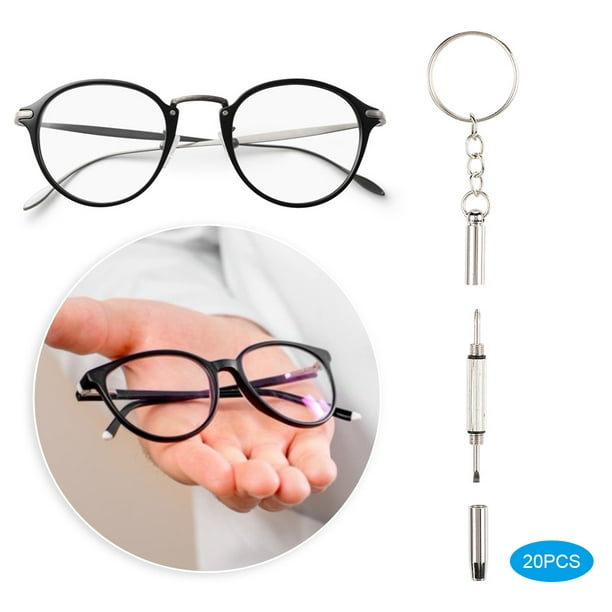 Destornillador de reparación de gafas, 20 piezas Destornillador de gafas  Anteojos Destornillador de anteojos Destornillador de marco de anteojos  Rendimiento probado