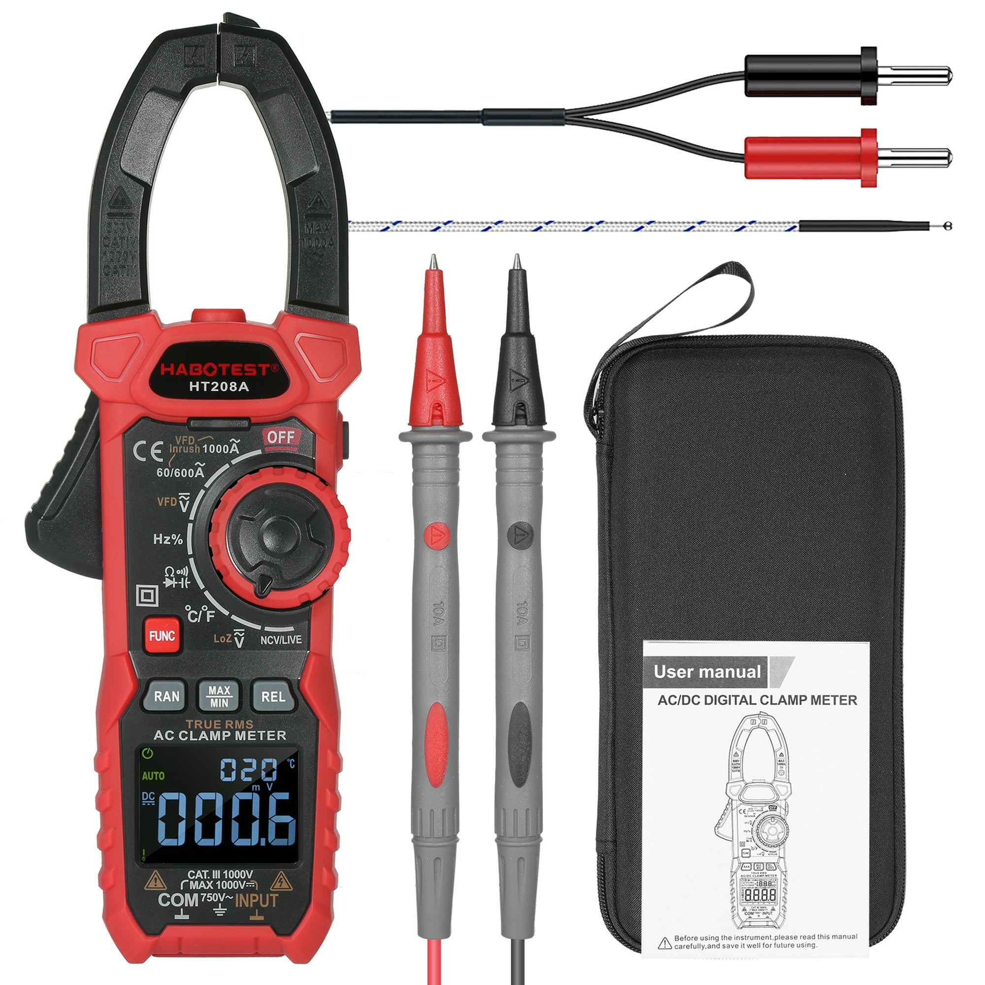 Pinza amperimetrica digital profesional 600A multimetro de gancho