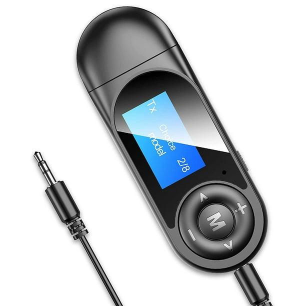 Receptor de Audio Inalambrico Bluetooth 4.1 Jack 3.5mm Manos Libres Coche  Negro 