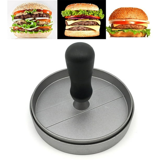 Kit de prensa de hamburguesa de hierro fundido con papel de hamburguesa  incluido | Prensa de hamburguesa perfecta para parrilla plana, plancha de