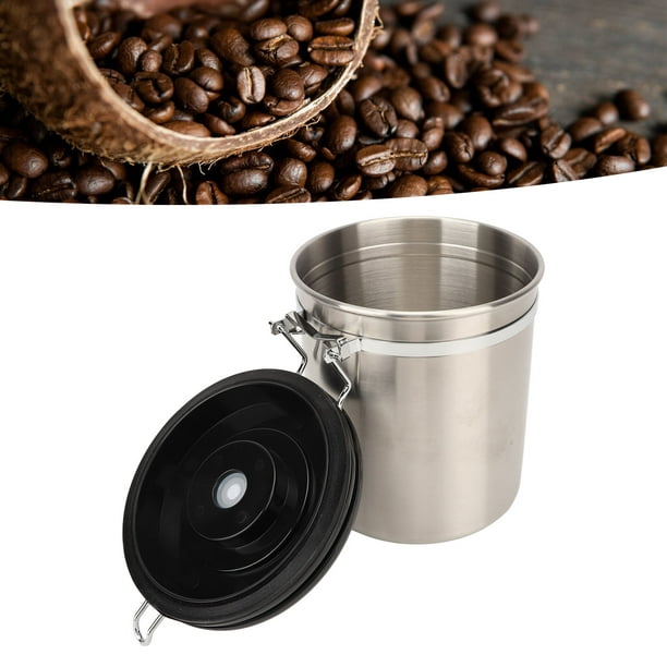 Botes de café, recipiente hermético de almacenamiento de granos de café de  acero inoxidable con cuchara, rastreador de fecha y válvula de liberación