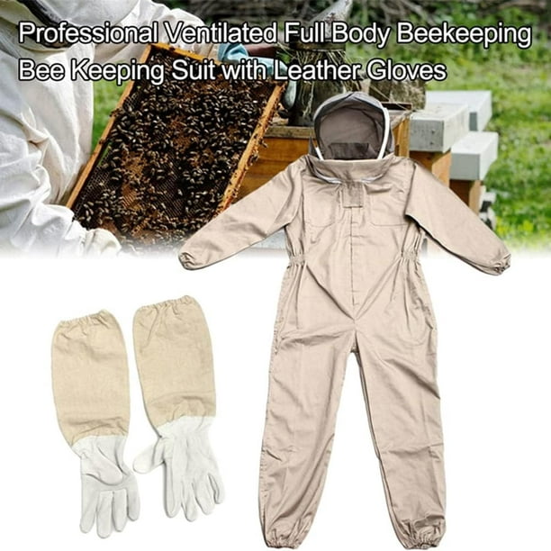 Ropa de apicultura con guantes, traje de apicultor de algodón