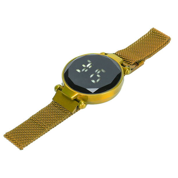 Relojes digitales de lujo para mujer / Correa magnética de acero inoxidable  LED con pantalla táctil de cuarzo / Elegante para mujer