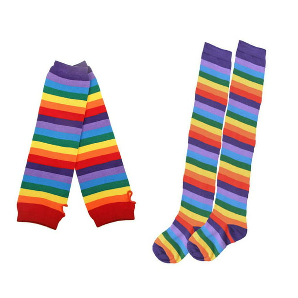 Guantes largos de rayas arcoíris coloridos mujer y niña, calcetines de punto sin dedos para bra Inevent PS12475-00 Bodega en línea