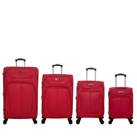 set de 4 maletas cantabria expandibles con candado de combinacion y llantas spinner peak tour rojo 16 20 24 y 28