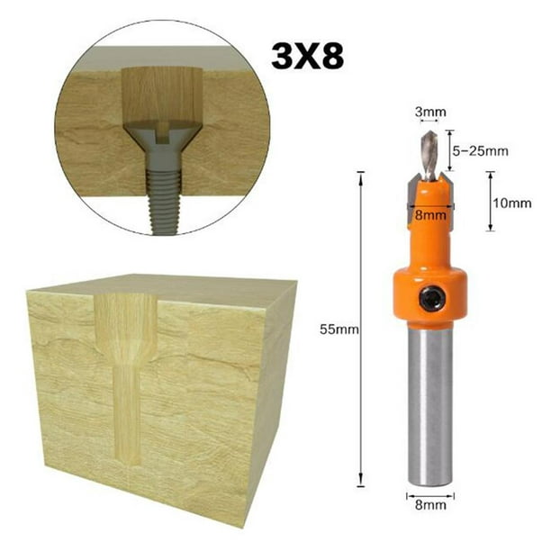 Broca avellanadora de 6 uds, cortador de avellanador HSS, para madera, Metal,  PVC, 6,3/8,3/10,4/12,4/16,5/20,5mm, con broca helicoidal de 3mm