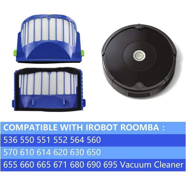 Paquete de 10 piezas de repuesto de filtro Roomba Kit de filtros Aero Vac  para iRobot 500 y 600 Series 536 550 595 614 618 620 630 635 645 650 655  660 665 671 675 677 680 690 694 695 Accesorios para