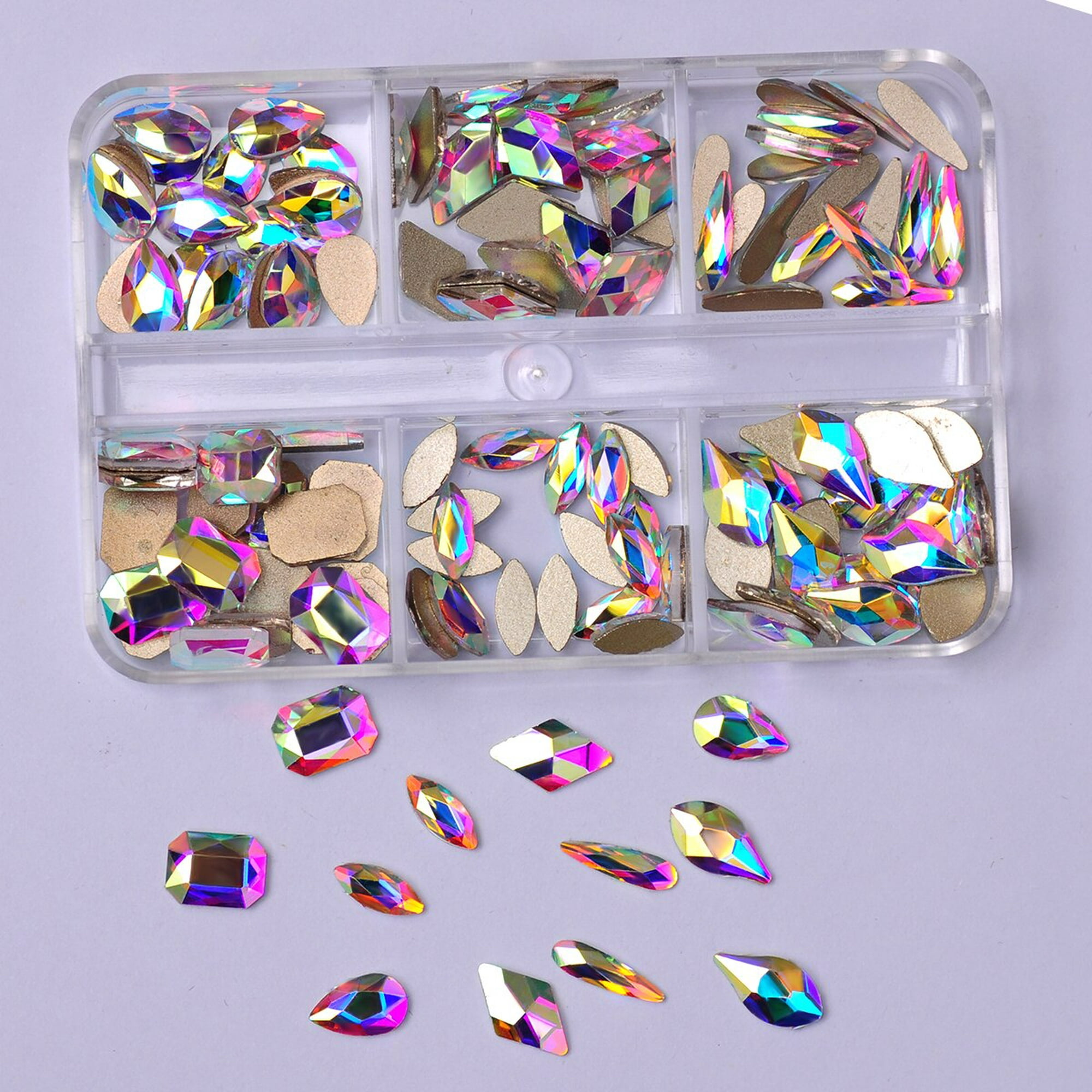 Diamantes de Imitación para Decorar Uñas Acrílicas 300 piezas de varios  tamaños Cristal Transparente AB No Hotfix Piedras para Uñas Acrílicas con