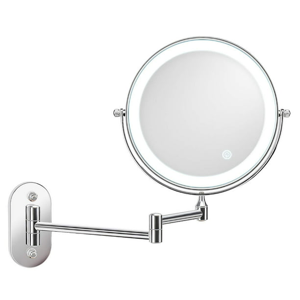 Espejos de maquillaje de pared Espejo de aumento iluminado, giratorio  extensible, para baños y famil JAMW Sencillez