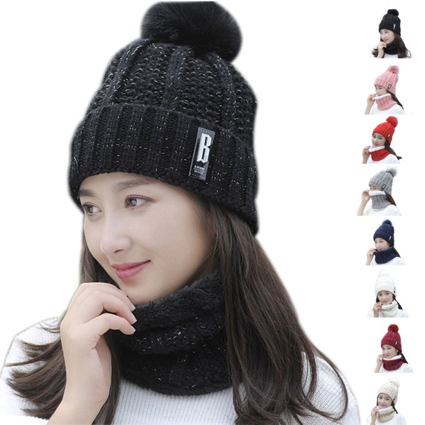 Gorros de punto de marca para mujer, gorros gruesos y cálidos, gorro de  invierno