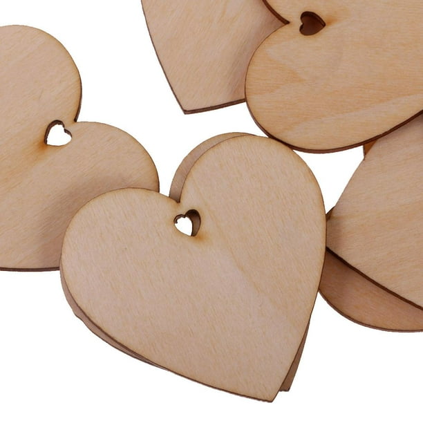 100 piezas de madera de corazones de amor rústico patrón de madera con  corazón de amor decoración de mesa de boda manualidades