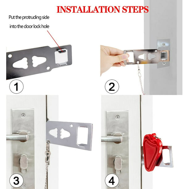 Cerradura de puerta de seguridad portátil con hebilla de Metal, herramienta  de seguridad para el hogar