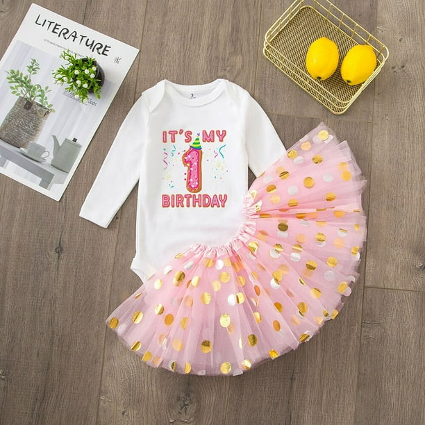 Conjunto de vestido de tutú para niña recién nacida, traje de 1er cumpleaños,  fiesta de cumpleaños