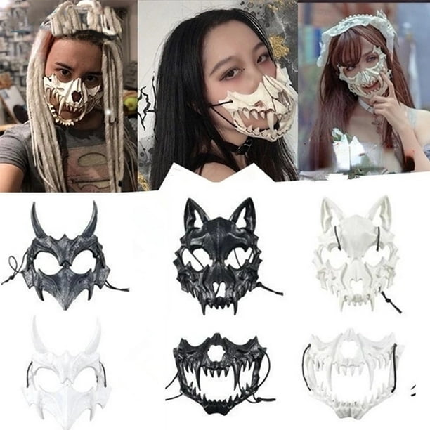  Máscara de lobo de Halloween, máscara de media cara de