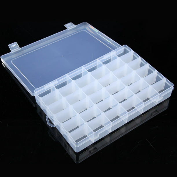 Paquete de 3 cajas organizadoras de plástico de 36 rejillas, almacenamiento  de manualidades con divisores ajustables, contenedor organizador de
