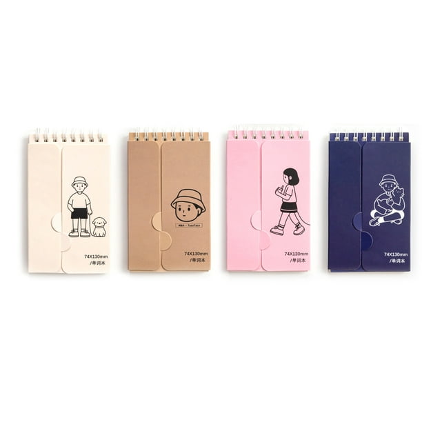 Mini cuadernos de bolsillo con espiral pequeño, 4 unidades, libros de notas  con encuadernación superior, rendimiento confiable Jadeshay A