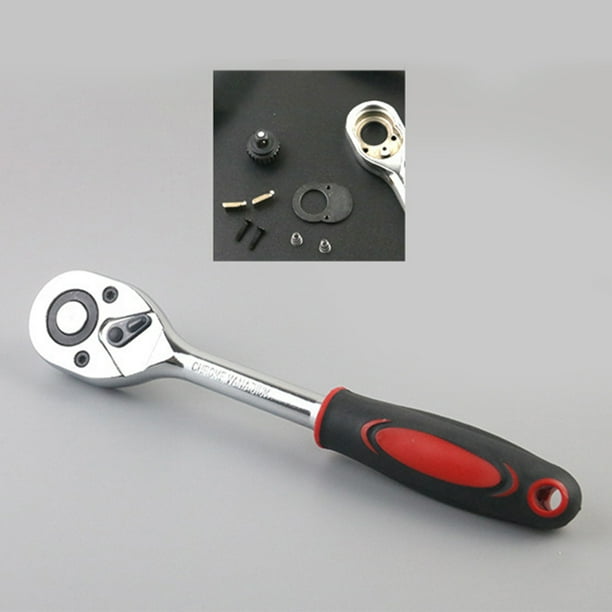 Kit de herramientas mecánicas de 46 piezas, juego de llaves de trinquete de  1/4 pulgadas con estuche de almacenamiento, incluye enchufes de punta y