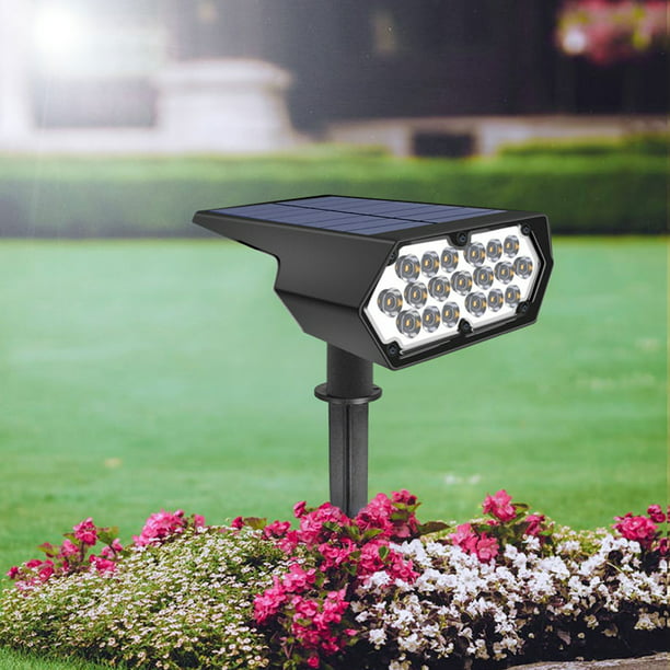  DLLT - Focos LED de paisaje con energía solar, impermeables,  luces de paisajismo al aire libre, luz solar 2 en 1, luz de pared exterior  para bandera de árbol, patio, piscina
