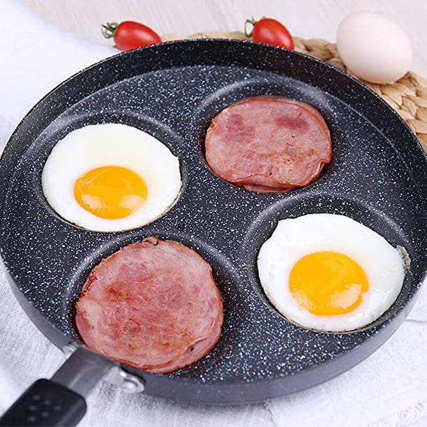 MyLifeUNIT Sartén para huevos, sartén antiadherente para huevos fritos de 4  tazas, sartén de aluminio con tapa y espátula