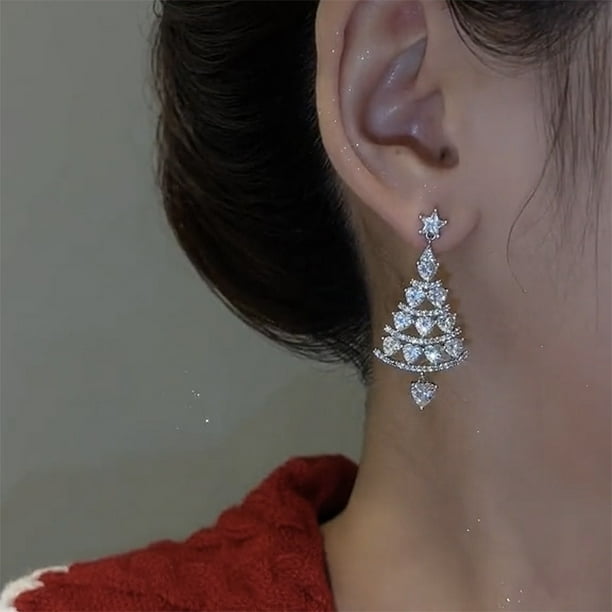 Elegantes aretes de plata con gancho para la oreja para mujer